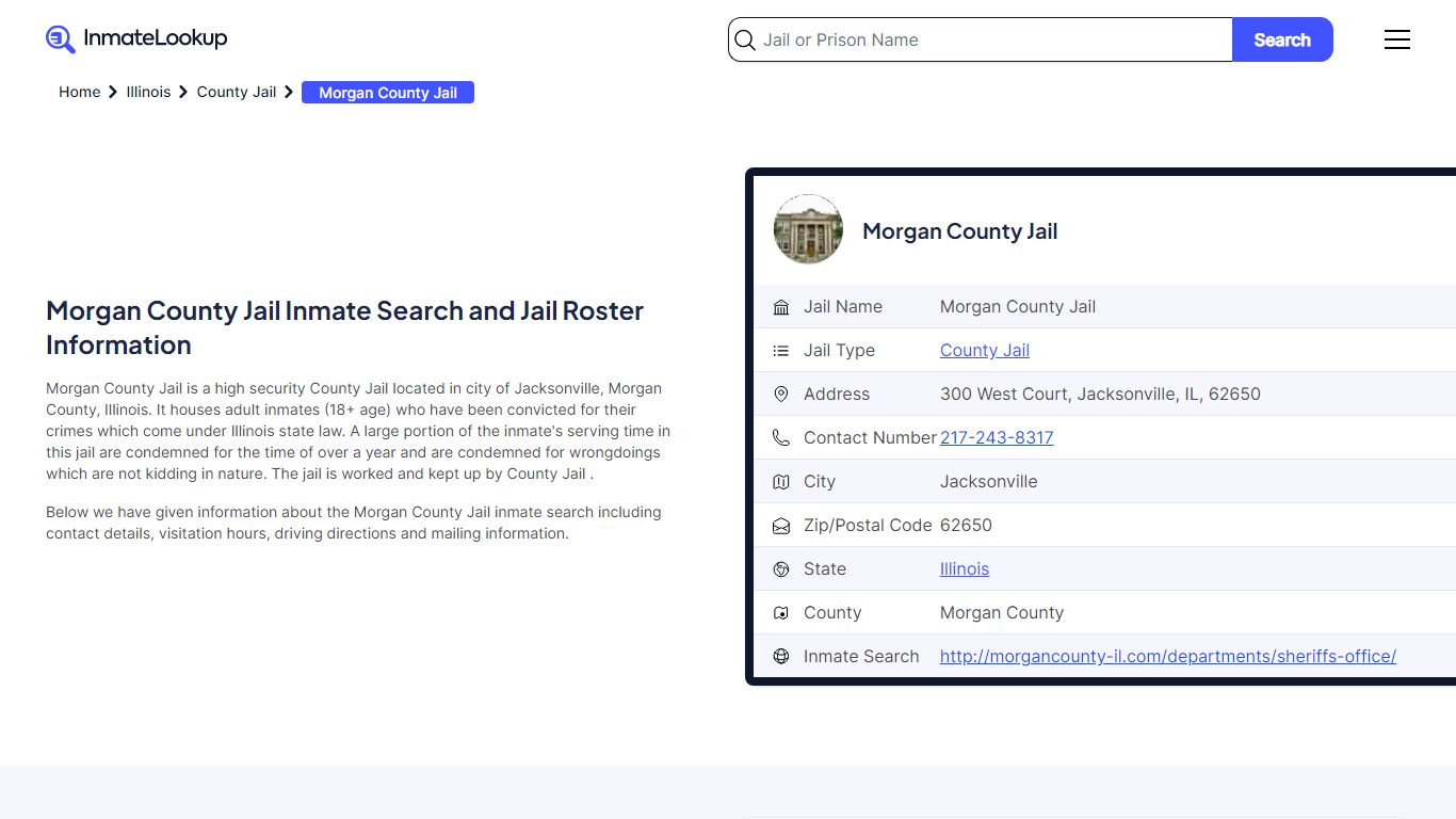 Morgan County Jail Inmate Search and Jail Roster Information